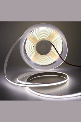 12v Cob Şerit Led 8mm 320 Ledli Esnek Beyaz Cob Led Ip20 5 Metre