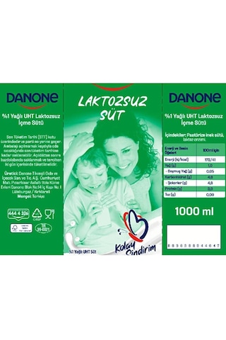 Danone Laktozsuz Süt 1 Lt X 6 Adet