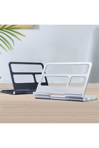 Novahub Katlanabilir Telefon Ve Tablet Standı - Dikey Saklama, Stabil Tasarım, Siyah/gümüş Katlanır Stand, Mükemmel Dayanıklılık, Kullanışlı Boyutlar