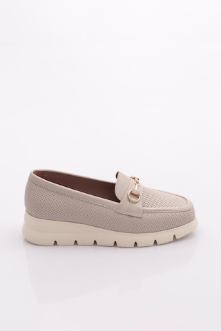 Dgn 6095 Kadin Kalin Taban Loafer Ayakkabi Ekru