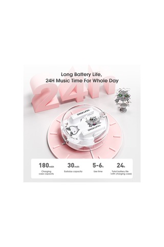 Onıkuma T301 Şeffaf Karikatür Kablosuz Bluetooth Kulaklık Beyaz