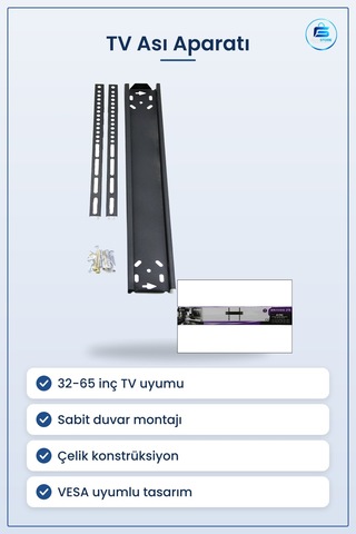 Tv Askı Aparatı İla 65 İnç 82x165 Cm Lcd Led Sabit Duvar Askısı Ç