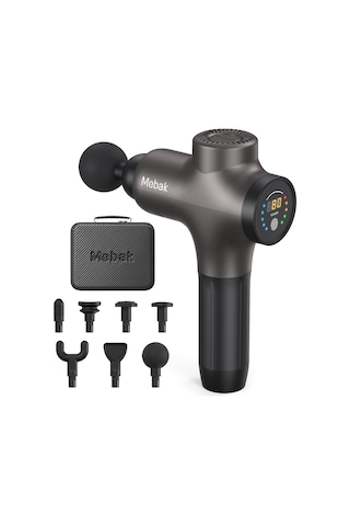 Mebak 3 Masaj Tabancası Masaj Tabancası Kas Masajı 3200rpm 12mm Genlik Elektrikli El Masaj Aleti Fasya Derin Doku Boyun Sırt Gövdesi İçin Taşınabilir 7 Kafalı 5 Seviye 2600mah Pil