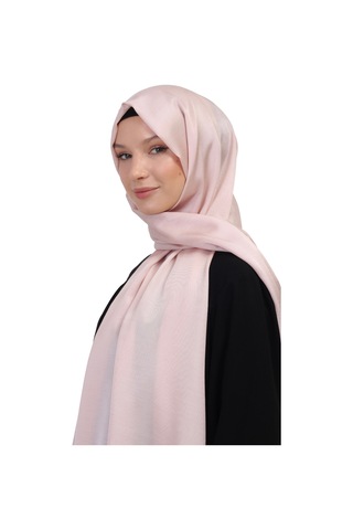 Çift Taraflı Düz Jakar Şal Parlak & Mat Dokulu, Özel Gün Şalı, Düz Renk Açık Pembe