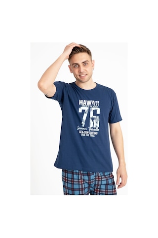 Erkek Baskılı Pijama Takımı Kısa Kollu 2170-K (548692079) Lacivert