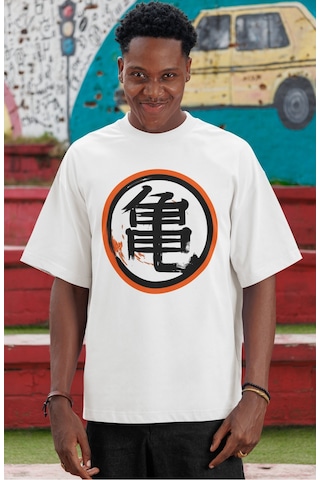 Son Goku Dragon Ball Anime Karakteri Ön Baskılı Unisex Oversize T Beyaz