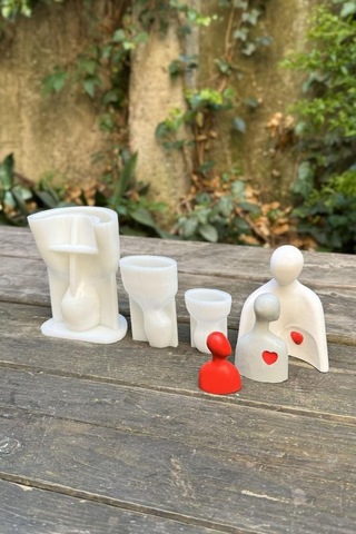 Rufus Concept Heykel Aile Anne, Baba, Çocuk Üç Adet Silikon Mum Kalıp Seti