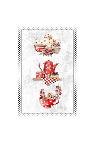 West Home Dijital Baskılı Yıkanabilir Kaymaz Taban Mutfak Halısı Wh 391 White