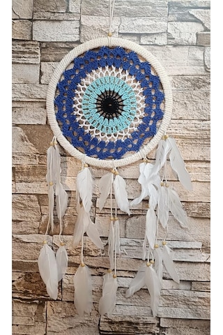 Düş Kapanı Makrome Dreamcatcher Nazar Boncuk Kuş Tüyü Rüya Kapanı Duvar Süsü Elişi