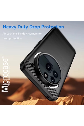Microcase Nothing Phone 3a Pro İle Uyumlu Brushed Carbon Fiber Silikon Kılıf - Siyah Al3332
