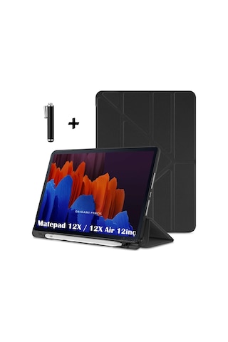 Huawei Matepad 12 X / 12x Air Kılıf Kalem Bölmeli Üçgen Katlanabilir Standlı Yumuşak Silikon Kapak