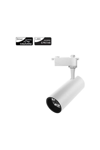 Alüminyum Gövde 30 Watt 3000 Kelvin Gün Işığı Ledli Çok Kaliteli Ray Spot , Led Armatür Ray Hariç Beyaz