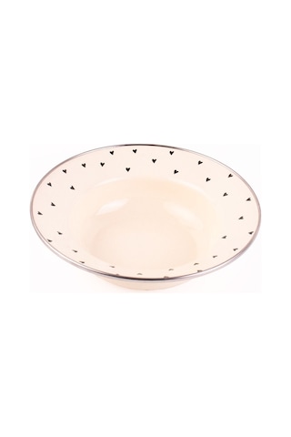 Emaye Black Cupid Çukur Makarna Salata Tabağı 24cm Krem