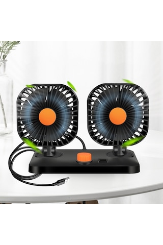 Mini Usb 12 / 24v Araba Elektrikli Vantilatör Çift Kafalı Vantilatör