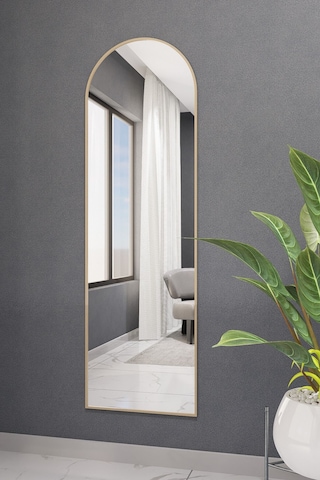 Dekoratif Ayna Mdf Oval Boy Ayna Duvar Aynası 165x45 Gold 166 X 50 Gold