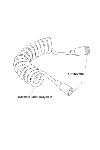 Yapıtaşı Yt274 Teleskopik Esnek Yaylı Pvc Duş Spiral Hortumu 150cm Gri Açık Gri