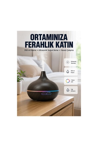 Bn01 Uçucu Yağ Uyumlu Renkli Led Işıklı Nemlendirici Renk