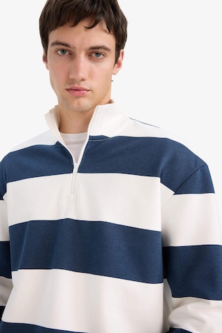 Defacto Boxy Fit Dik Yaka Yarım Fermuarlı Çizgili Sweatshirt C7045ax25aunv94 Lacivert-nv94