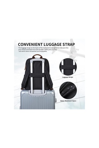 Kangvka Kadınlar İçin 15 İnç Laptop Çantası - İş, Seyahat, Üniversite İçin Organize Bölmeli, Su Geçirmez, Dayanıklı Moda Sırt Çantası Aynı Siyah