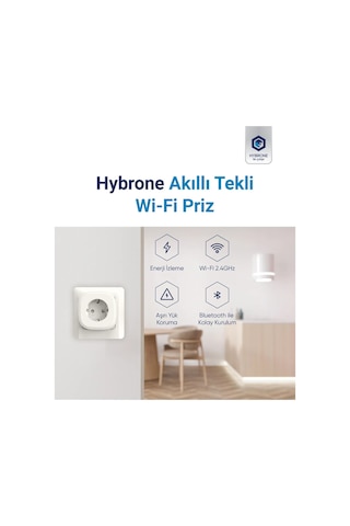 Hybrone Akım Korumalı Wi-fi Akıllı Priz, 2li Set, 16 Amper, Enerji İzleme, Çocuk Kilidi, Uygulama İle Uzaktan Kontrol