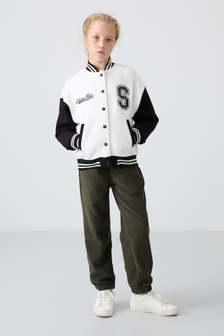 Tommy Life Ekru Pamuklu İçi Tüylü Yumuşak Dokulu Standart Fit Nakışlı Kız Çocuk Kolej Ceket - 75163 Ekru