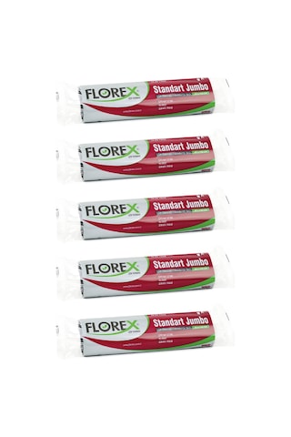 Florex Standart Jumbo Boy Çöp Torbası 80x110 Cm 10'lu Rulo Siyah 5 Rulo (50 Adet)