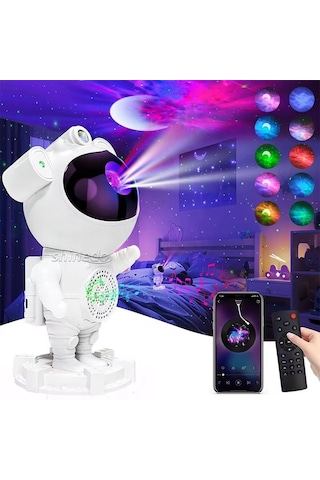 Galaksi Projeksiyon Gece Lambası Yıldız Ay Çocuk Odaları İçin Bluetooth Müzik Özellikli