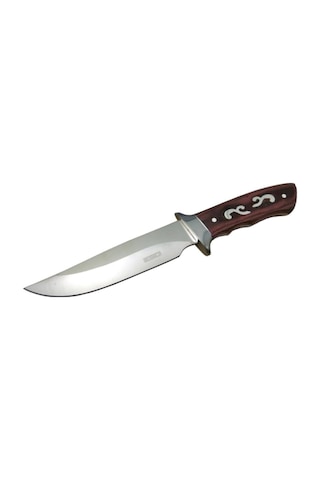 Lanmark A036 Kamp Bıçak 29 CM - İşlemeli Ahşap Sap - Kılıflı Kahverengi