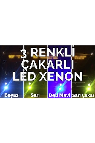 Hb49006 3renk Şimşek Etkili Led Xenon Mavi-sarı Beyaz Sarıçakarlı