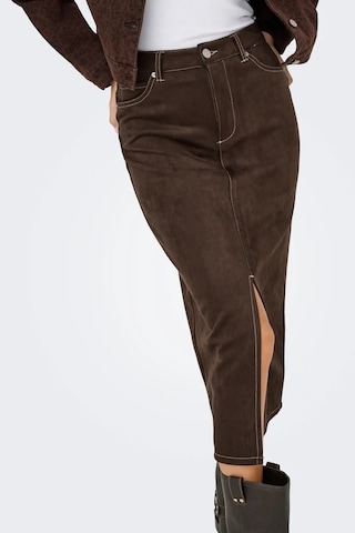 Only Kadın Onlstına Önden Yırtmaçlı Midi Süet Etek 15351259 Kahverengi Kahverengi