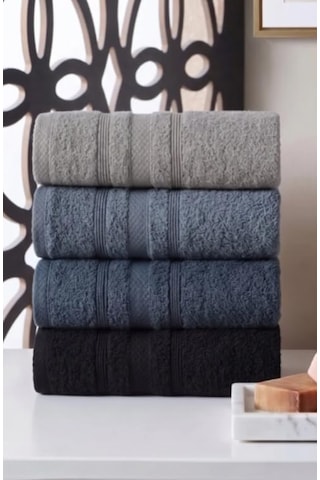 4&apos Lü Havlu Seti El, Yüz Ve Saç Havlusu 50x90 Cm -%100 Pamuk Havlu - Havlu Takımı Gri 4 Renk