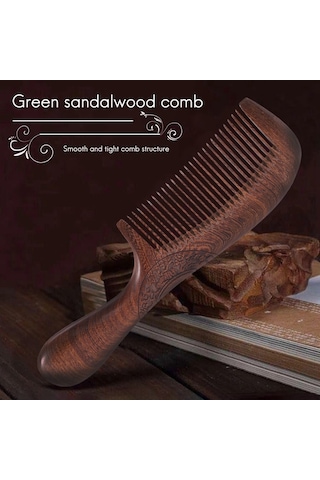 Unisex Sandal Ağacı Tarak Kadın Erkek Ev Seyahat Ahşap Anti-statik Ince Diş Tarak Ahşap Saplı Saç Tarağı