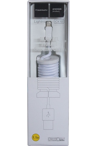Powerway CX10 Lightning Örgülü Hızlı Şarj Kablosu 1.1 M Beyaz