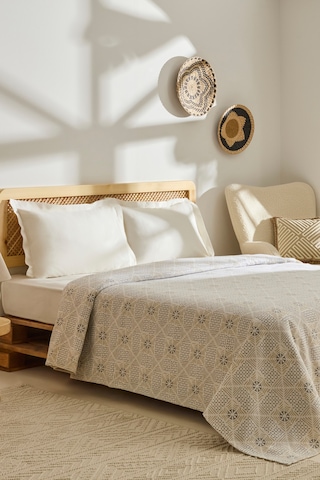 Kaşmir Home Asta %100 Pamuk Çift Kişilik Pike Gri Gri