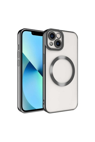 Apple Uyumlu iPhone 13 Pro Max Kılıf M-safe Wireless Şarj Özellikli Zore Setro Silikon Siyah