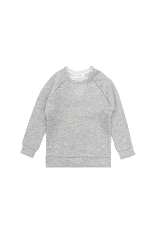 Petit Boom Kontrast Şardonlu Sweatshirt Gri