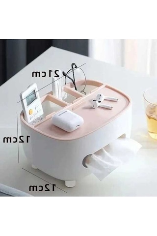 Besthome1 Küçük Ev Sehpası İçin Multifonksiyonel Plastik Tüp, Kağıt Havlu Ve Uzaktan Kumanda Kutusu, Modern Pembe Tasarım