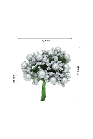 Yapay Çiçek, 12 Adetli Tomurcuk Cipso Demeti - 10 cm, Gümüş