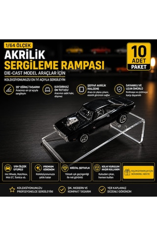 1/64 Diecast Araba Sergileme Rampası Şeffaf Pleksi Stand Hotwhe Elsuyumlu Matchbox Uyumlu
