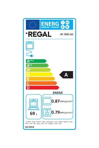 Regal AF 7665 GC 65 LT Elektro Turbo Ankastre Fırın