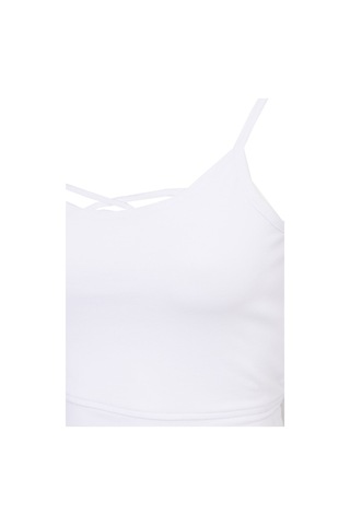 Tudors Kadın Slim Fit Dar Kesim Pamuklu İnce Askılı Beyaz Crop Atlet-51095
