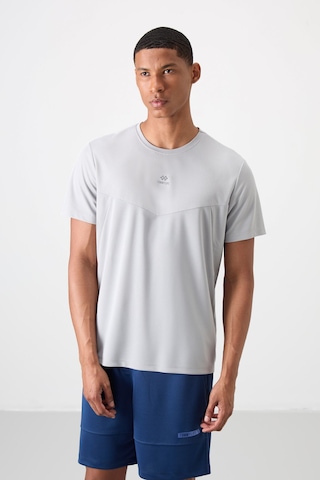 Tommy Life Gri Polyester Nefes Alan Dokulu İnce Esnek Standart Fit Erkek Performans T-shirt - 88391 Gri