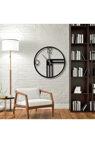 Eşsiz Tasarım Metal Duvar Saati 40 Cm Siyah Renk Siyah