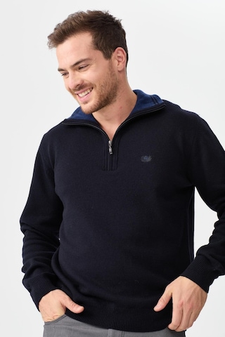 Erkek Fermuarlı Yaka Klasik Yün Kazak Y.a Lacivert Y.a Lacivert