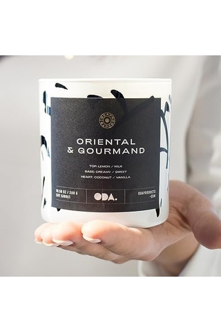 Oriental & Gourmand - Oryantal & Gurme Dekoratif Desenli Soya Mumu I 300 Gr Renkli Siyah