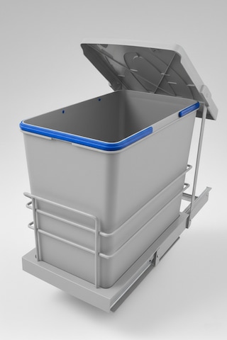 Cassone 24 Litre, Dolap İçi Raylı Gri, Otomatik Çöp Kovası , Kapak Genişliği 40 Cm. Açık Gri