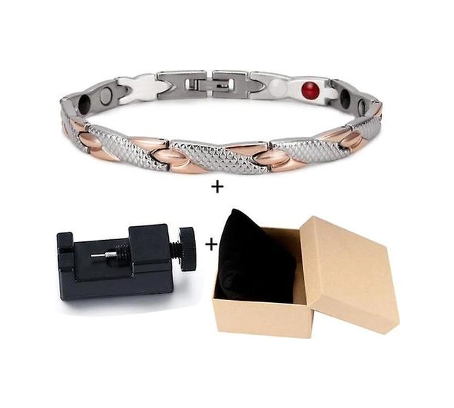 Sağlık Enerji Bilezik Erkek, Çapraz Paslanmaz Çelik, Manyetik Erkekler Altın Renk Rg Alet Kutusu Altın - Bej