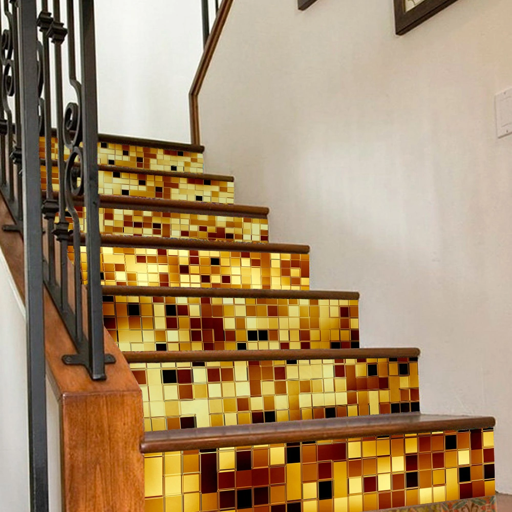 Hombey 6 Adet Pvc Merdiven Sticker, 100x18 Cm, Kuru Yüzeyler İçin, Kolay Kurulum Ve Kaldırma, Antibakteriyel, Nem Engelleme, Dekoratif Lt6p004 Model 4 Diğer