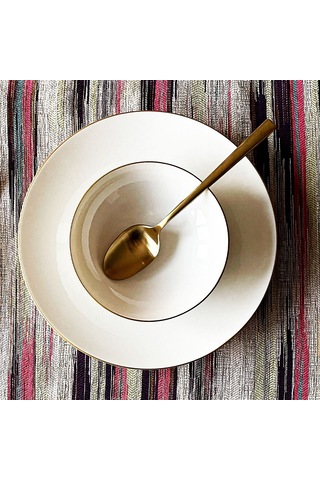 Alesta Home Çizgili Jakarlı Kumaş 6'lı Amerikan Servis 50 x 35 CM Pembe