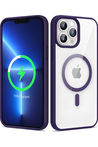 Zore Apple Uyumlu iPhone 13 Pro Kılıf Magsafe Wireless Şarj Özellikli Silikon Ege Kapak - Kırm Kirmizi